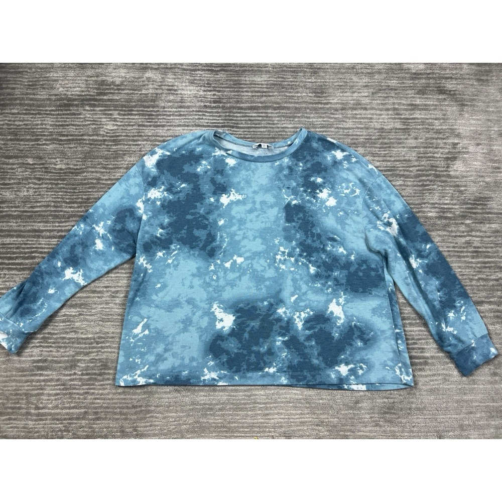 Time and Tru Sweater Womens XXXL 22 Blue Long Sleeve Tie‎ Dye Polyester Blend